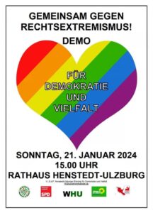 Demonstration gegen Rassismus und AfD-Politik in Henstedt-Ulzburg am 21.01.2024