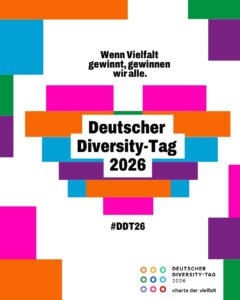 Deutscher Diversity-Tag 2026-Logo Motto: "Wenn Vielfalt gewinnt, gewinnen wir alle"