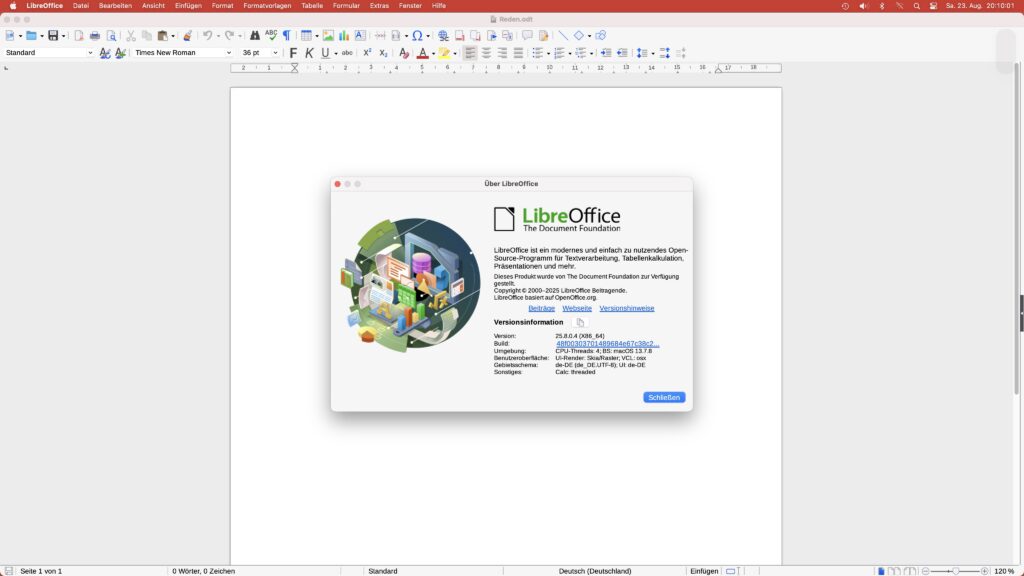 LibreOffice 25.8 auf Mac