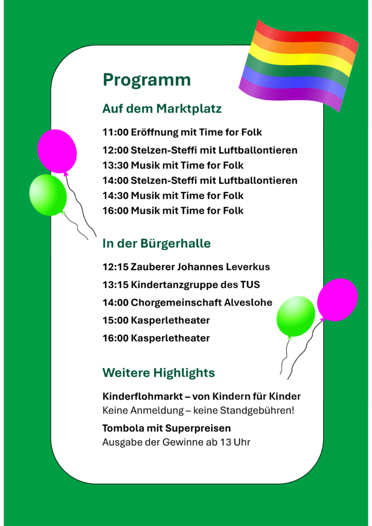 Programm vom Grünes Marktfest am 13.09.2026 von 11 bis 17 Uhr