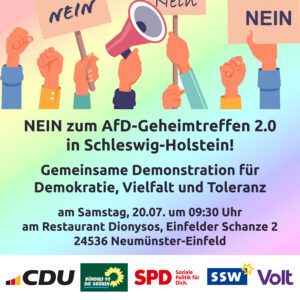 Nein zum AfD-Geheimtreffen 2.0 in Schleswig-Holstein